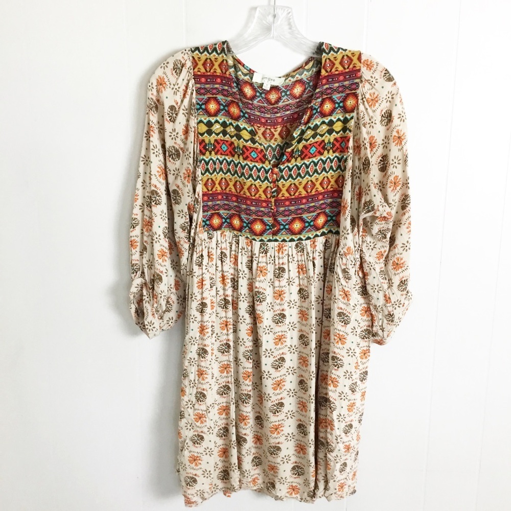 Umgee Boho 3/4 Sleeve Dress Size M